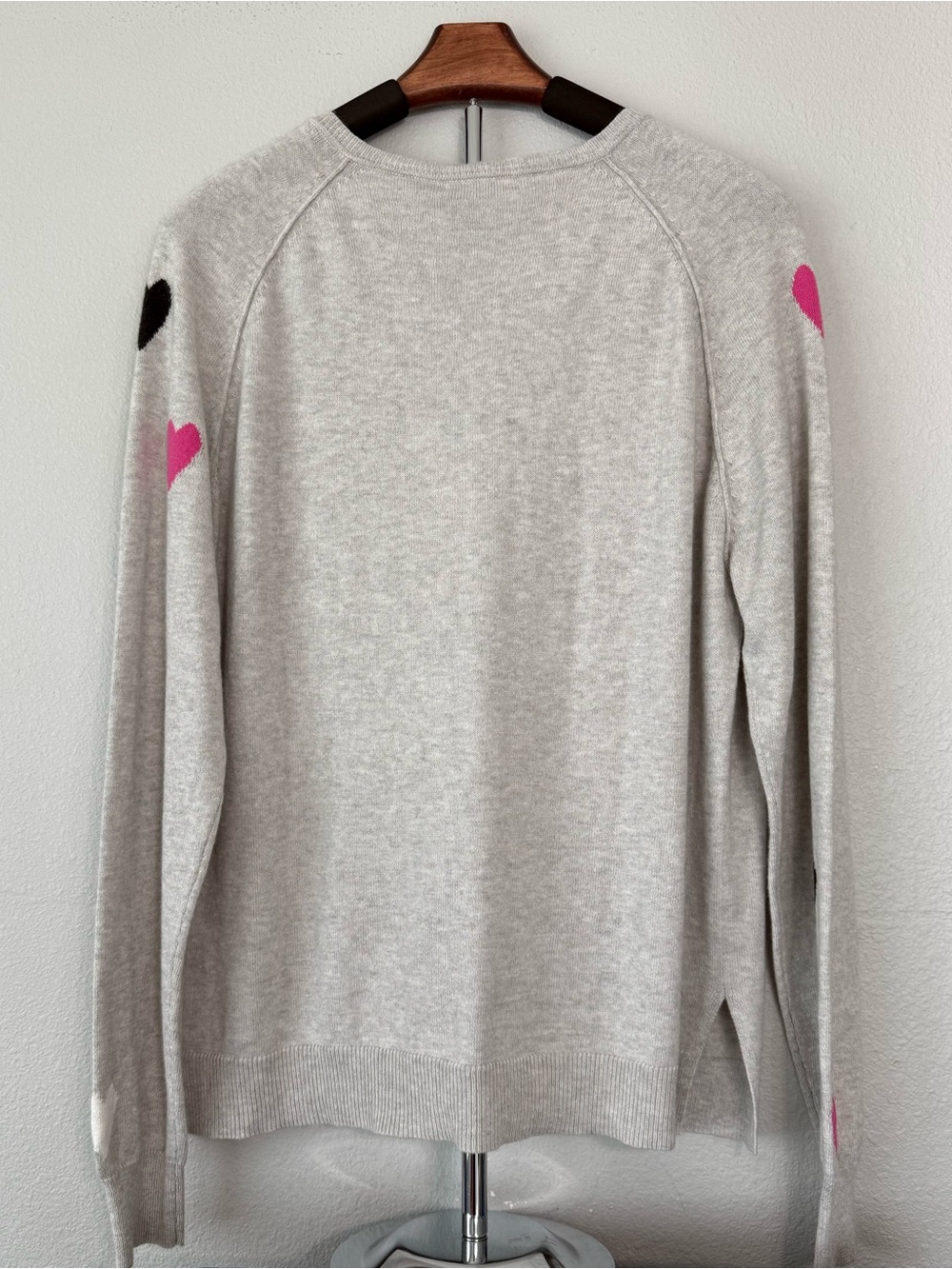 Zaket & Plover NWT Heart Print Cashmere Cotton Sweater V Neck Size M - Picture 9 of 9
